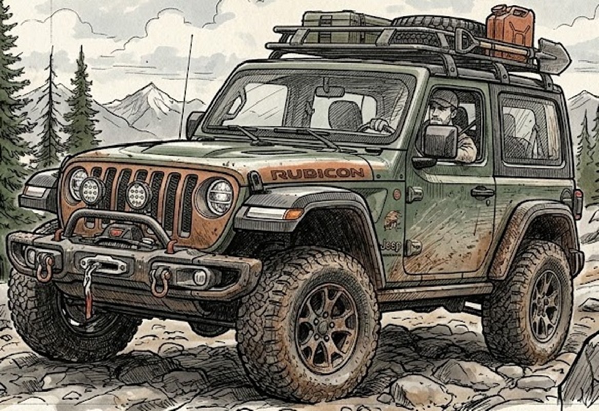 Illustrated Dirty Hands Toolbox Jeep artwork