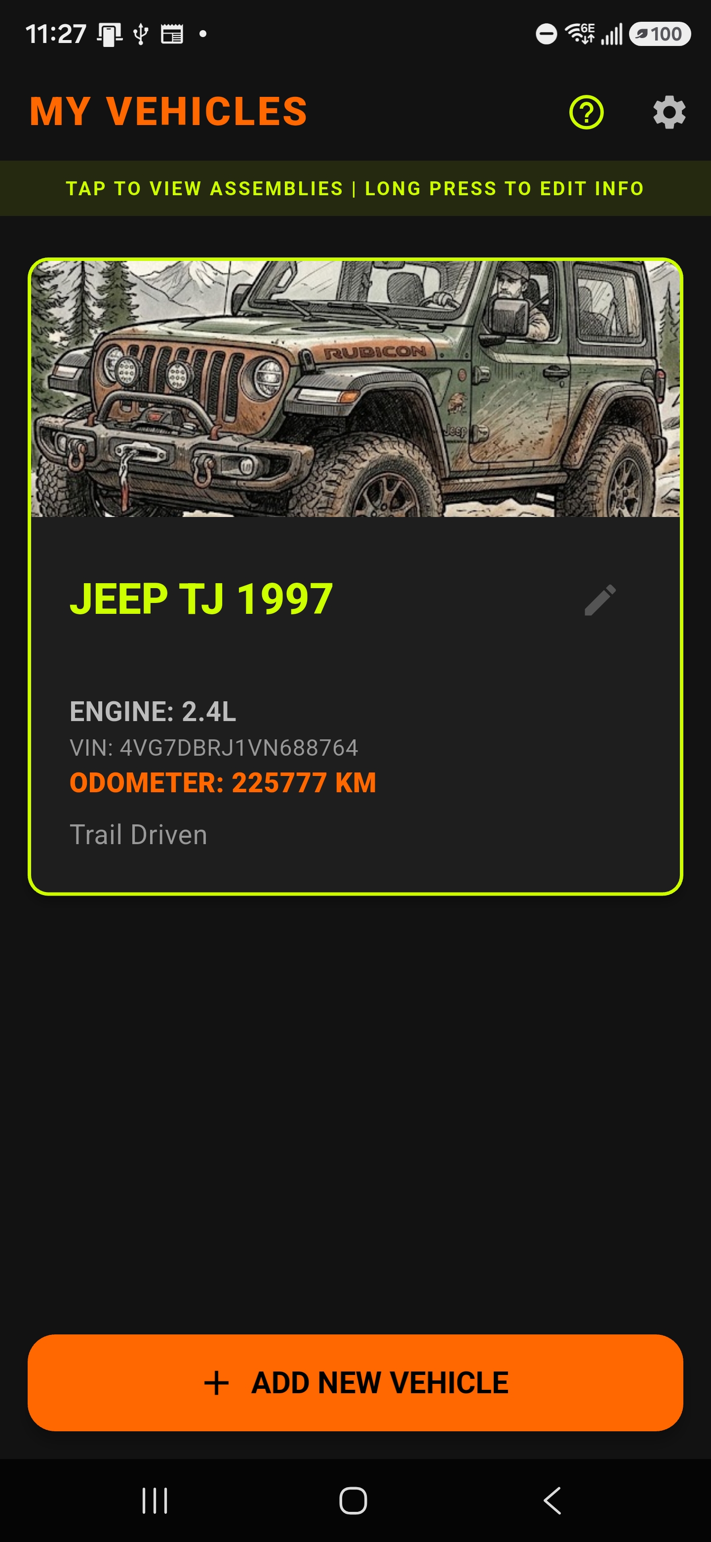 Edit component screen